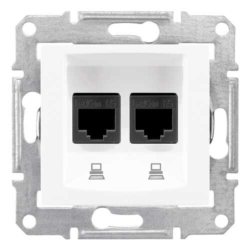 Механизм компьютерной розетки СП Schneider Electric Sedna, 2 модуля, RJ45+RJ45, белый в Аксон