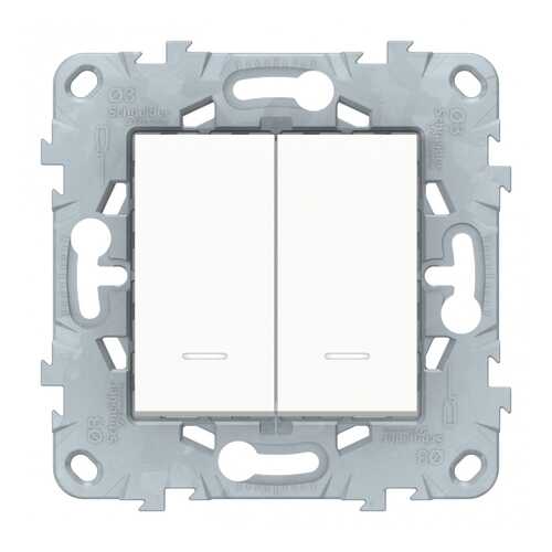 Переключатель SE Unica New Бел 2-клавишный, 2 модуля, с подсветкой, 2 х сх.6а в Аксон