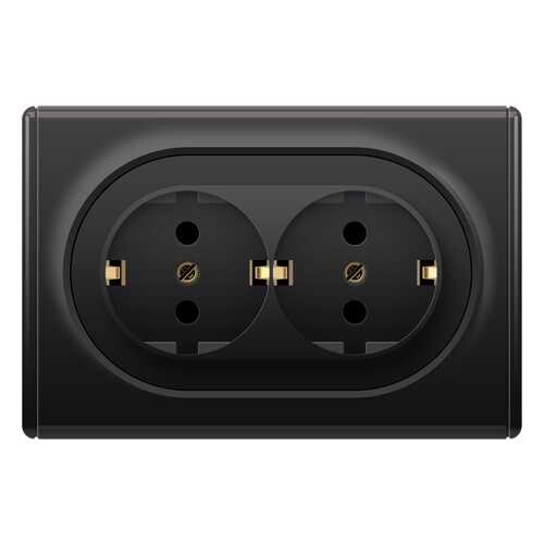 Розетка OneKeyElectro Florence с заземлением, двойная, чёрная в Аксон