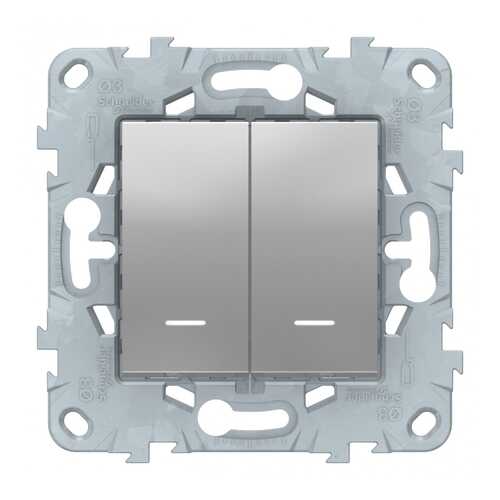 SE Unica New Алюминий Переключатель 2-клавишный, 2 модуля, с подсветкой, 2 х сх.6а в Аксон