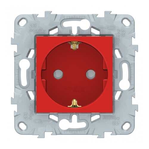 SE Unica New Красная Розетка с/з со шторками, винт. зажим, 16А, 250В в Аксон