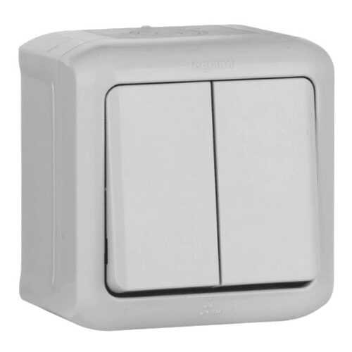 Выключатель двухклавишный Legrand ОП 10 АХ Quteo, IP44, серый в Аксон