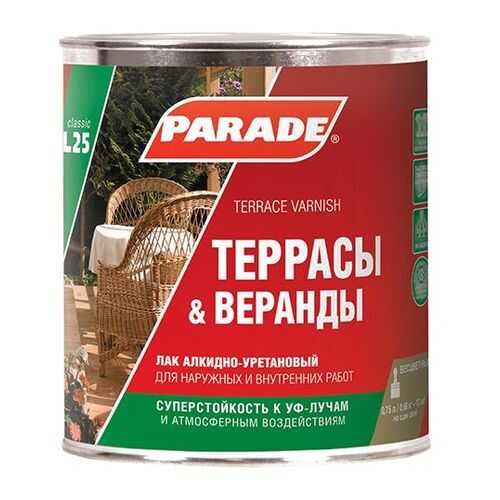 Лак для террас алкидно-уретановый PARADE L25 Террасы &Веранды Глянцевый 0,75л в Аксон