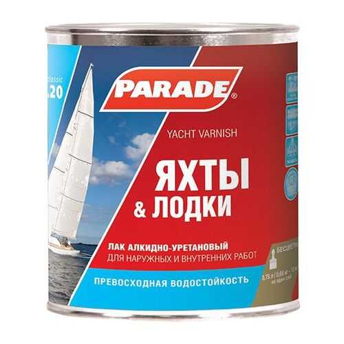 Лак яхтный алкидно-уретановый PARADE L20 Яхты &Лодки Глянцевый 0,75л в Аксон