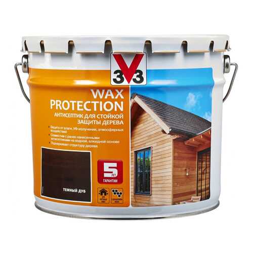 Пропитка для дерева V33 Wax Protection 9 л темный дуб в Аксон