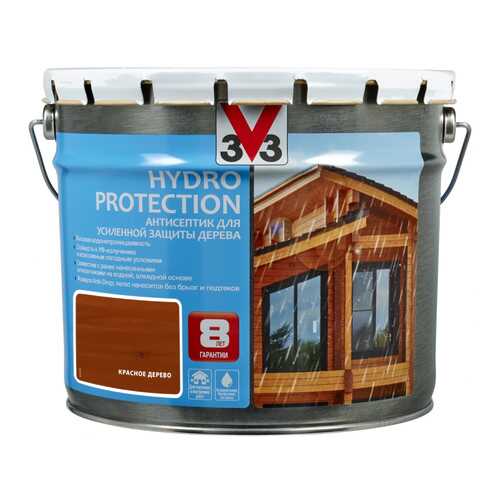 V33 Hydro Protection антисептик для усиленной защиты дерева 9 л, Цвет красное дерево в Аксон