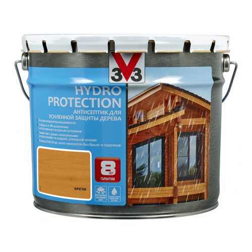 V33 Hydro Protection антисептик для усиленной защиты дерева 9 л, Цвет орегон в Аксон