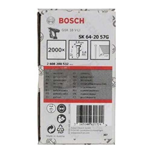 Гвозди для электростеплера Bosch 1,6/16g 57mm 2000шт 2608200532 в Аксон