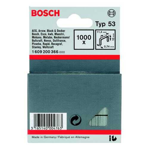 Скобы для степлера BOSCH 1609200366 10 мм, тип 53, 1000 шт. в Аксон