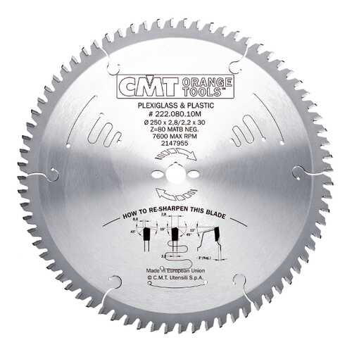 Диск пильный 250x30x2,8/2,2 -3° MATB Z=80 222.080.10M в Аксон