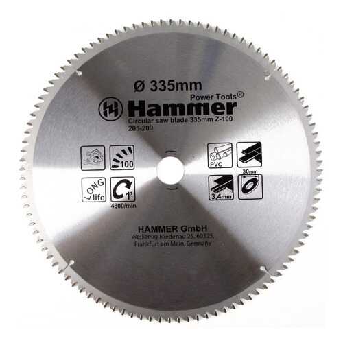 Диск пильный Hammer Flex 205-209 CSB PL 335мм*100*30мм по ламинату 30680 в Аксон