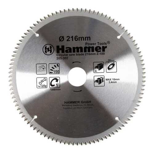 Диск по алюминию для дисковых пил Hammer Flex 205-302 CSB AL (30682) в Аксон