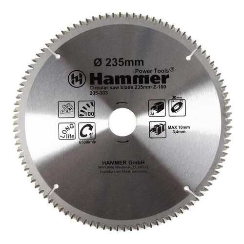 Диск по алюминию для дисковых пил Hammer Flex 205-303 CSB AL (30683) в Аксон