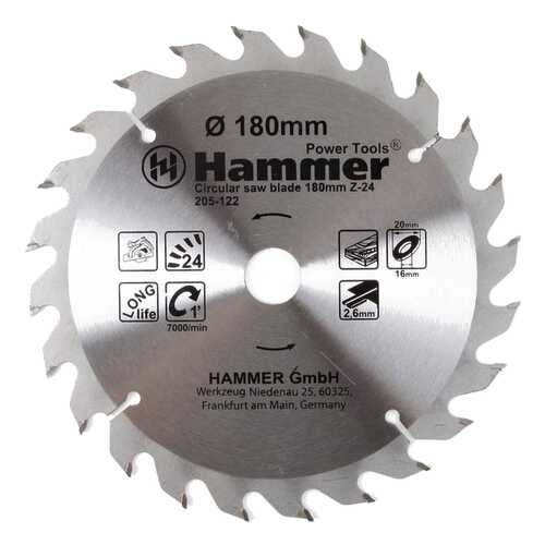 Диск по дереву для дисковых пил Hammer Flex 205-122 CSB WD (38350) в Аксон