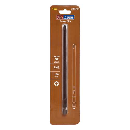Бита PH2 x 150 мм Mr. Logo, Сталь - S2, арт. A150P2-1, 1 шт. в Аксон