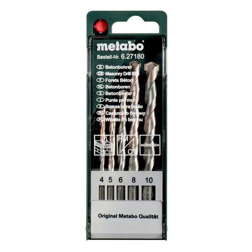 Набор сверл по бетону/камню для дрелей, шуруповертов metabo 627180000 в Аксон