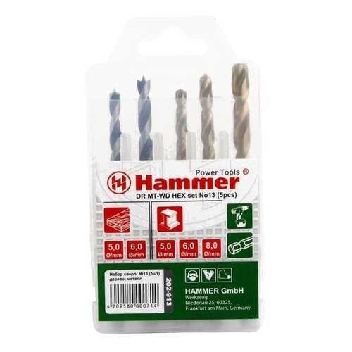 Сверло Hammer 202-913 DR set No 13 HEX 5-8mm металл дерево 5шт в Аксон