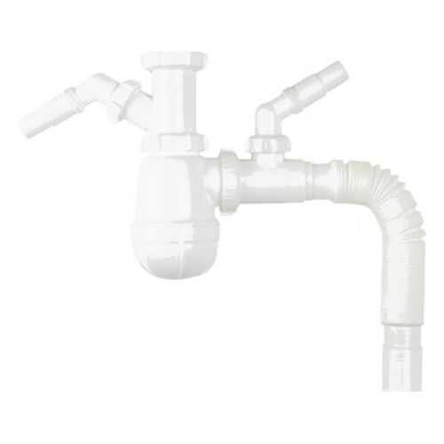 Сифон для кухни Aquant 1 1/2х40 с двумя отводами с/м с г.т. 40х40/50 в Аксон