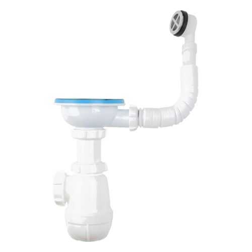 Сифон для мойки Aquant B0142БЕЛ-29РS 3 1/2 х 40 с круглым переливом белый в Аксон