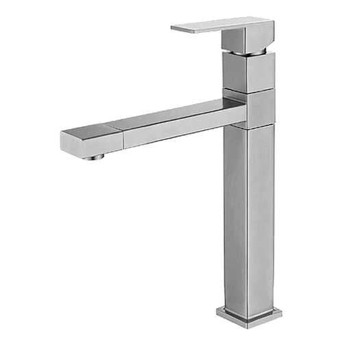 Смеситель для кухни MELANA-F610203 Cubo нерж.сталь, однорычажный, сатин, литой излив в Аксон