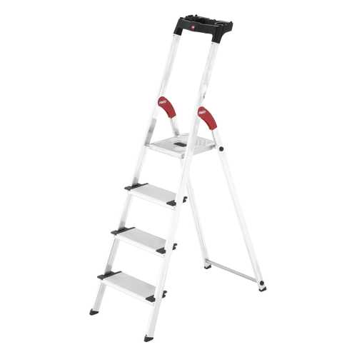 Стремянка алюминиевая Hailo XXL, 4 ступени, 13 см, с лотком для инструментов в Аксон